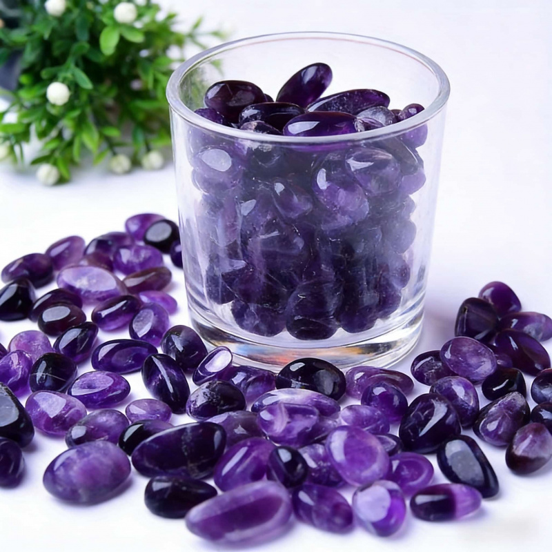 Aquarium Marine Fish - Natural Amethyst Raw Stone Polished Chips50-100GLandscaping